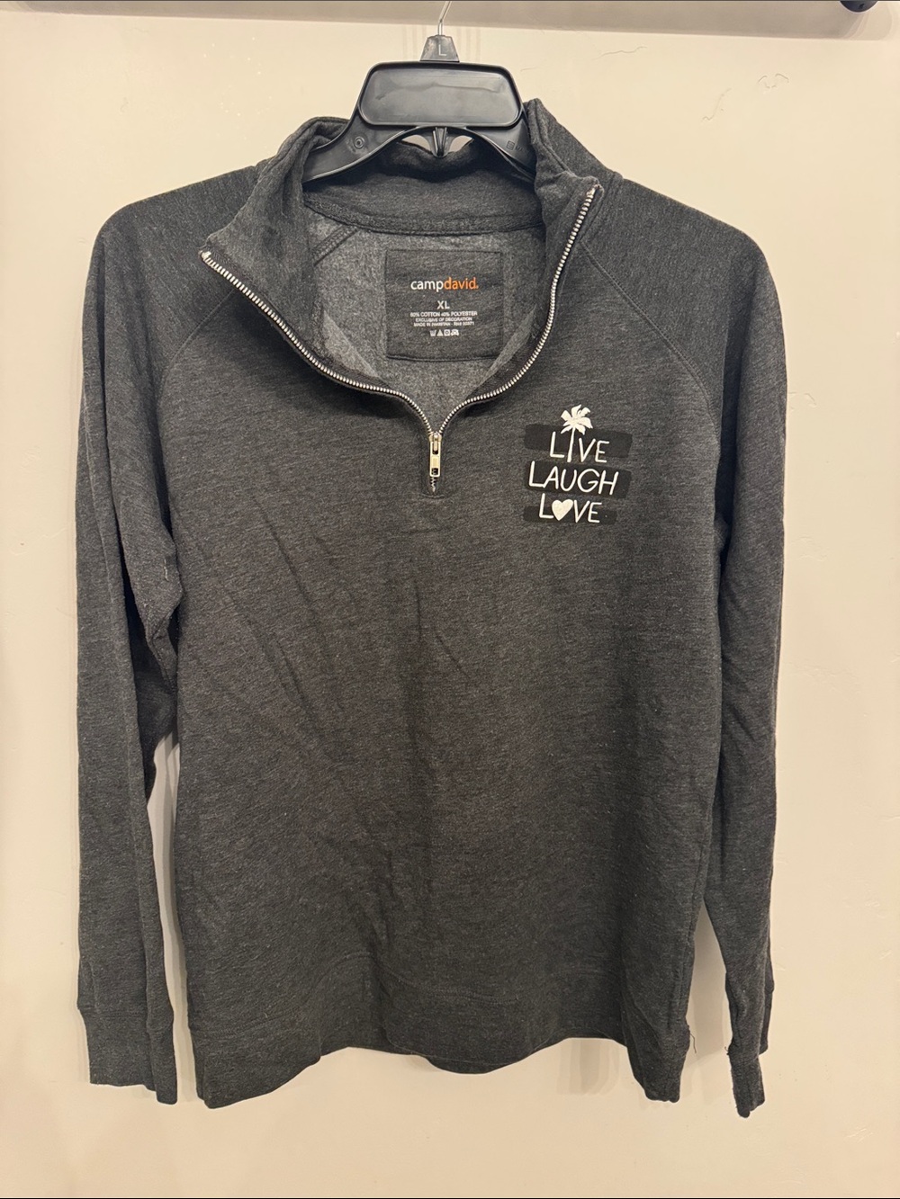 Camp David Men's Charcoal Gray Quarter-Zip Sweater - Live Laugh Love